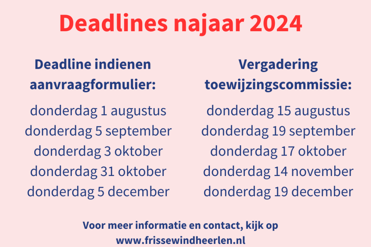 Deadlines najaar 2024