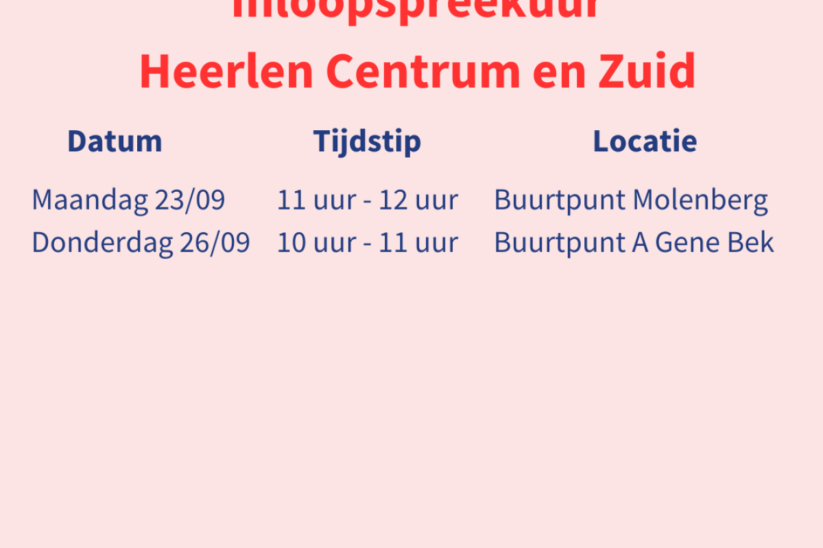 Inloopspreekuur Heerlen Centrum en Zuid