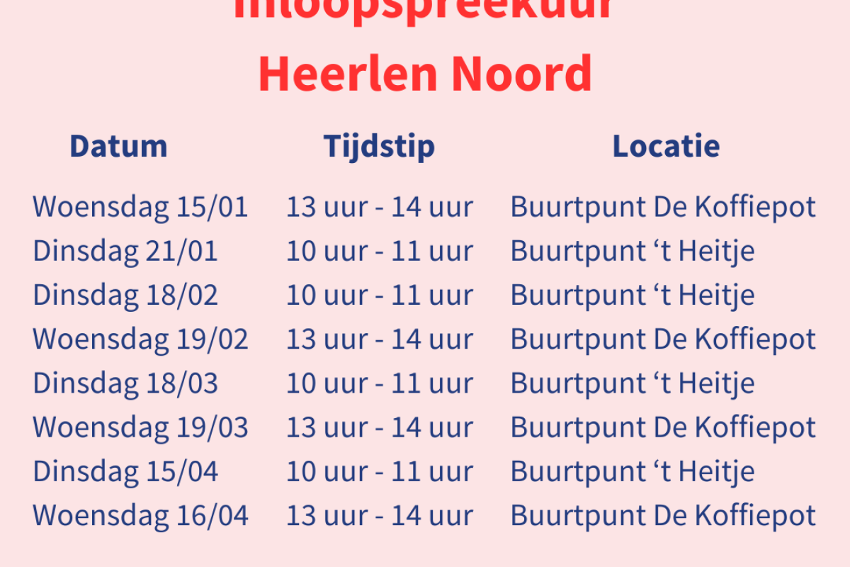 Inloopspreekuur Heerlen Noord 2025